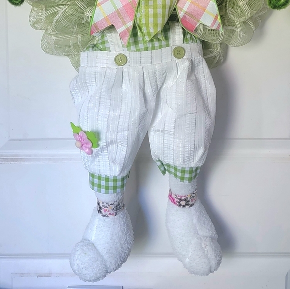 Spring Easter Bunny Rabbit Wreath  Farmhouse Cottage Traditional - Picture 10 of 11